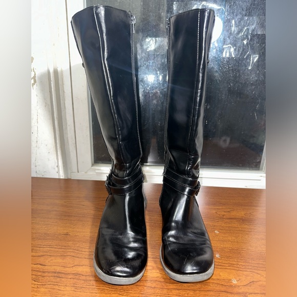 American Eagle Maisie Faux Leather Black Knee High Riding Boots Women’s Size 9.5 - Picture 2 of 6